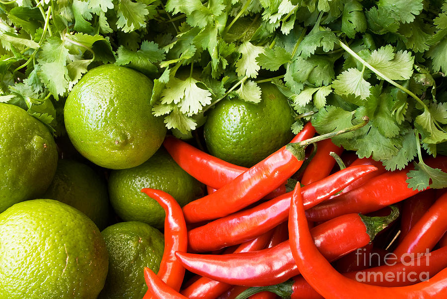 Chillies And Limes Photograph by Rick Piper Photography