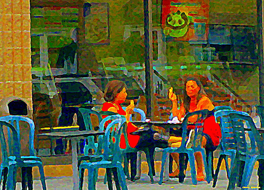 Chilling Out With Ice Cream Cones Baskin Robbins  Hot Town Summer In The City Scenes Carole Spandau Painting by Carole Spandau