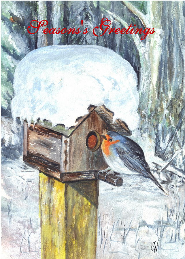 Chilly-Seasons Greetings Painting by Carol Wisniewski