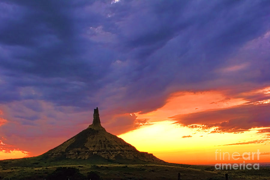 Sunset Photograph - Chimney Rock Nebraska by Olivier Le Queinec