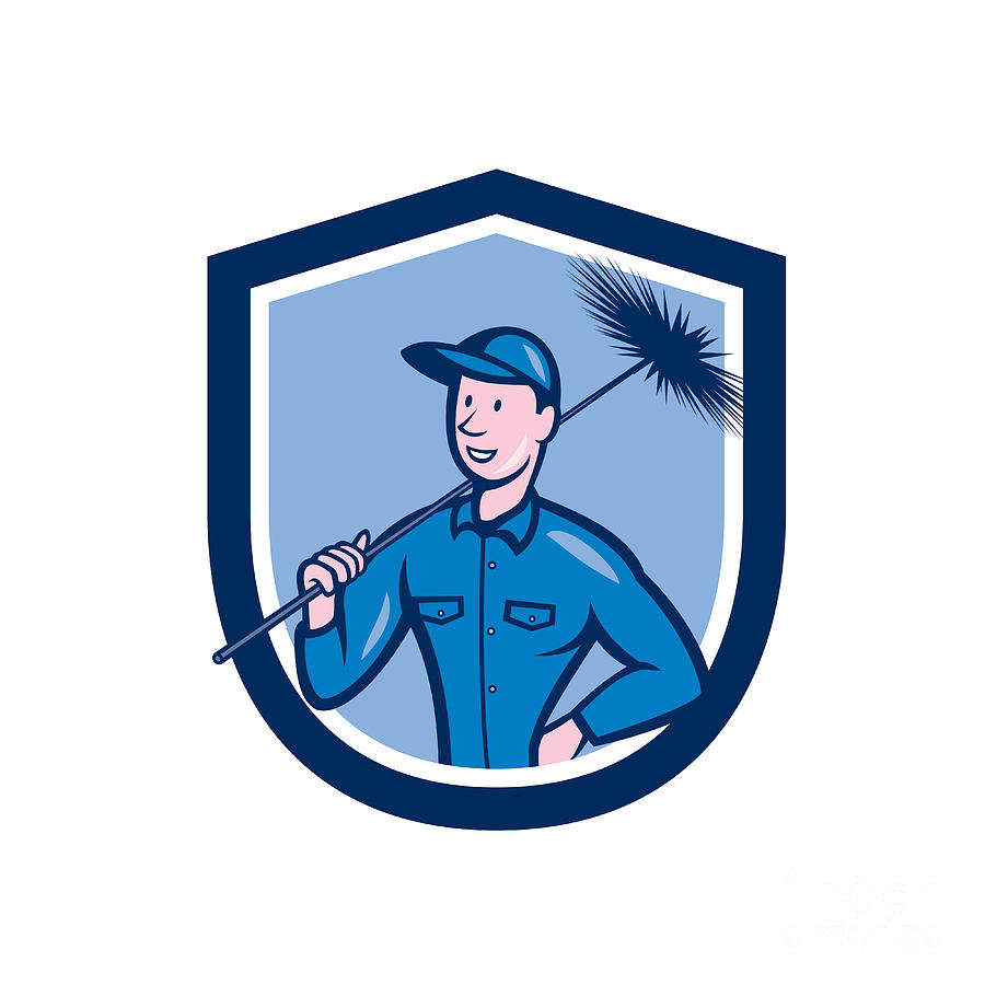 Chimney Sweep Worker Shield Cartoon Digital Art by Aloysius Patrimonio ...