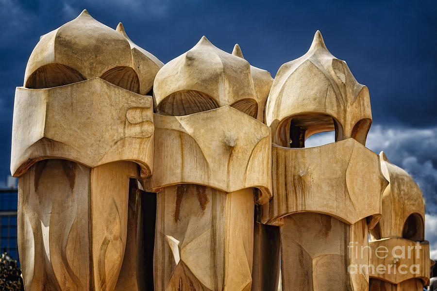 Architecture Photograph - Chimneys of La Pedrera by George Oze