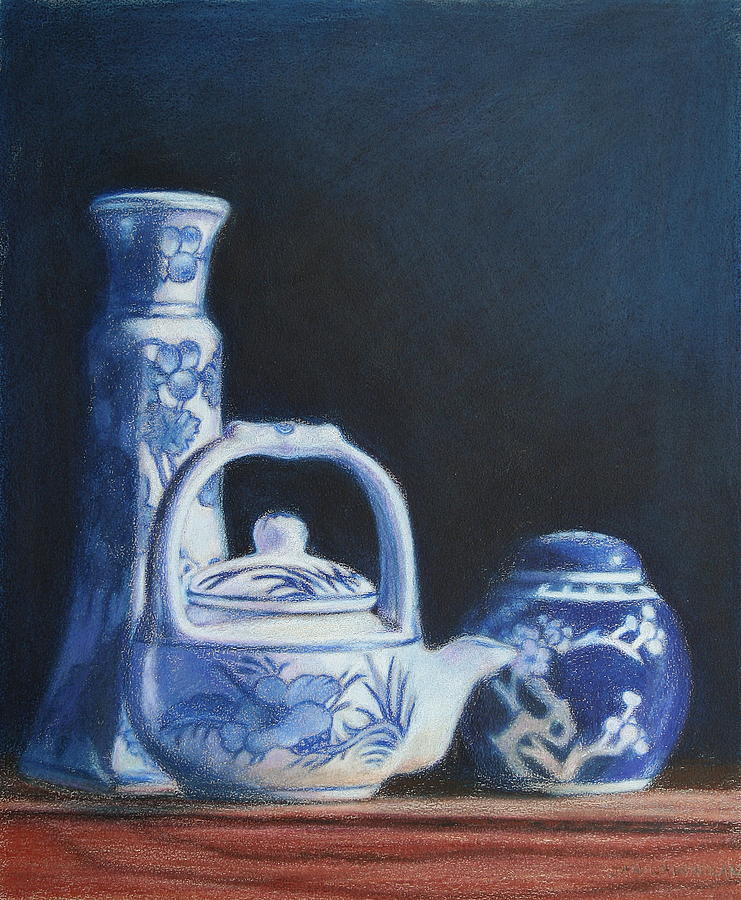 China Blue Painting by Jan Lawnikanis