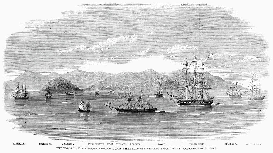 China British Fleet, 1860 Painting by Granger