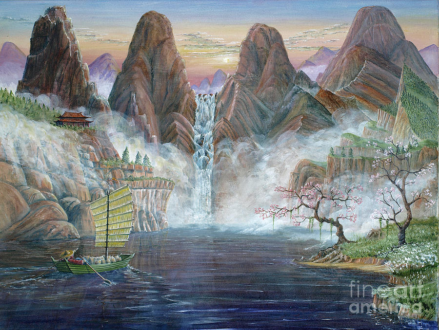 Mountain Painting - China Dawn by Anthony Lyon