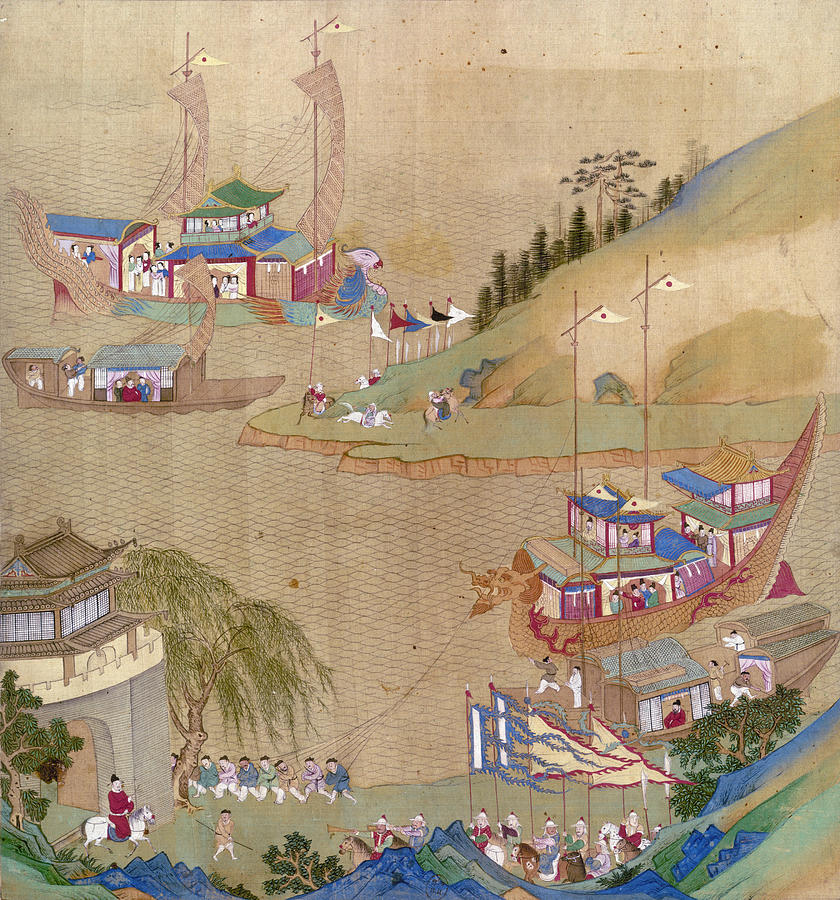 China Emperor And Boats Painting by Granger