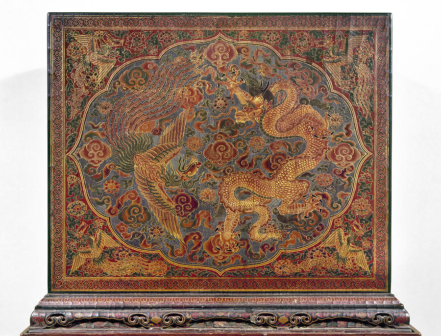 China Lacquered Panel Photograph by Granger
