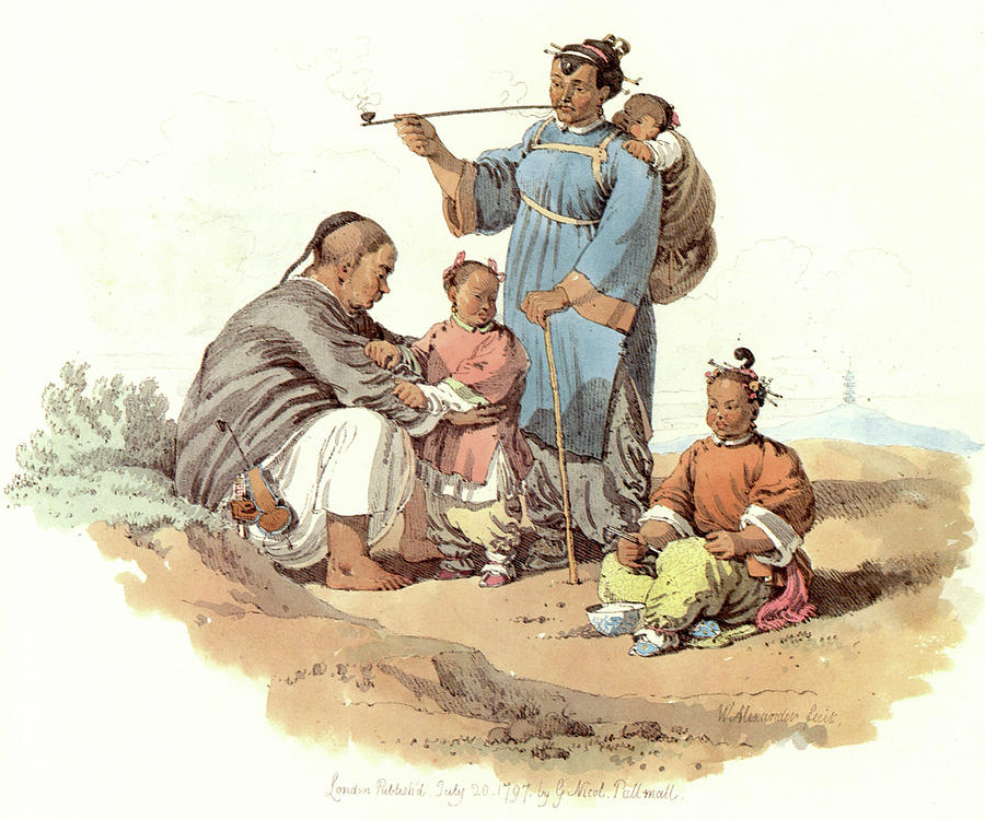 Pipe Painting - China Peasant Family, 1797 by Granger