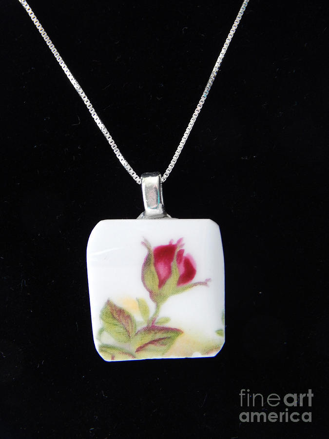 China Rose Pendant Glass Art by Patricia Tierney