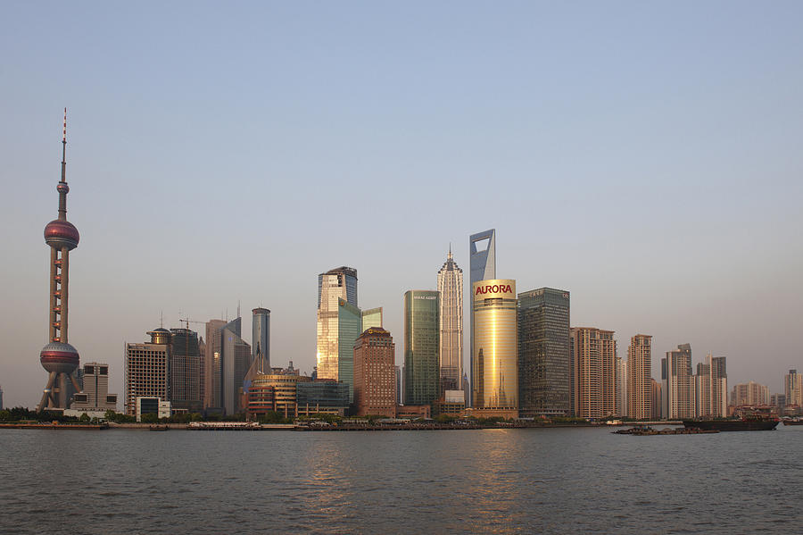 China, Shanghai, Pudong Skyline © Photograph by Tips Images - Pixels