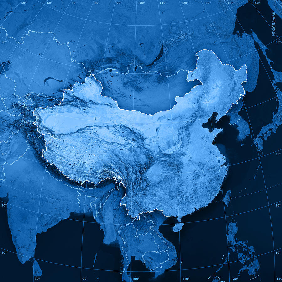 Nature Digital Art - China Topographic Map by Frank Ramspott