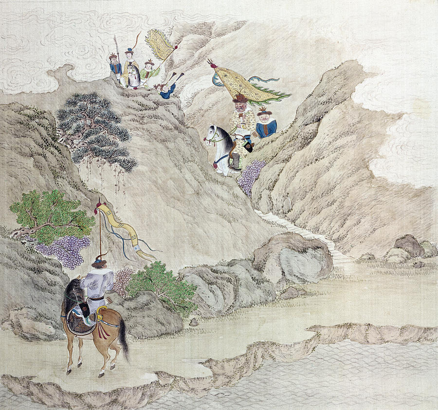 China Warriors, C1820 Painting by Granger