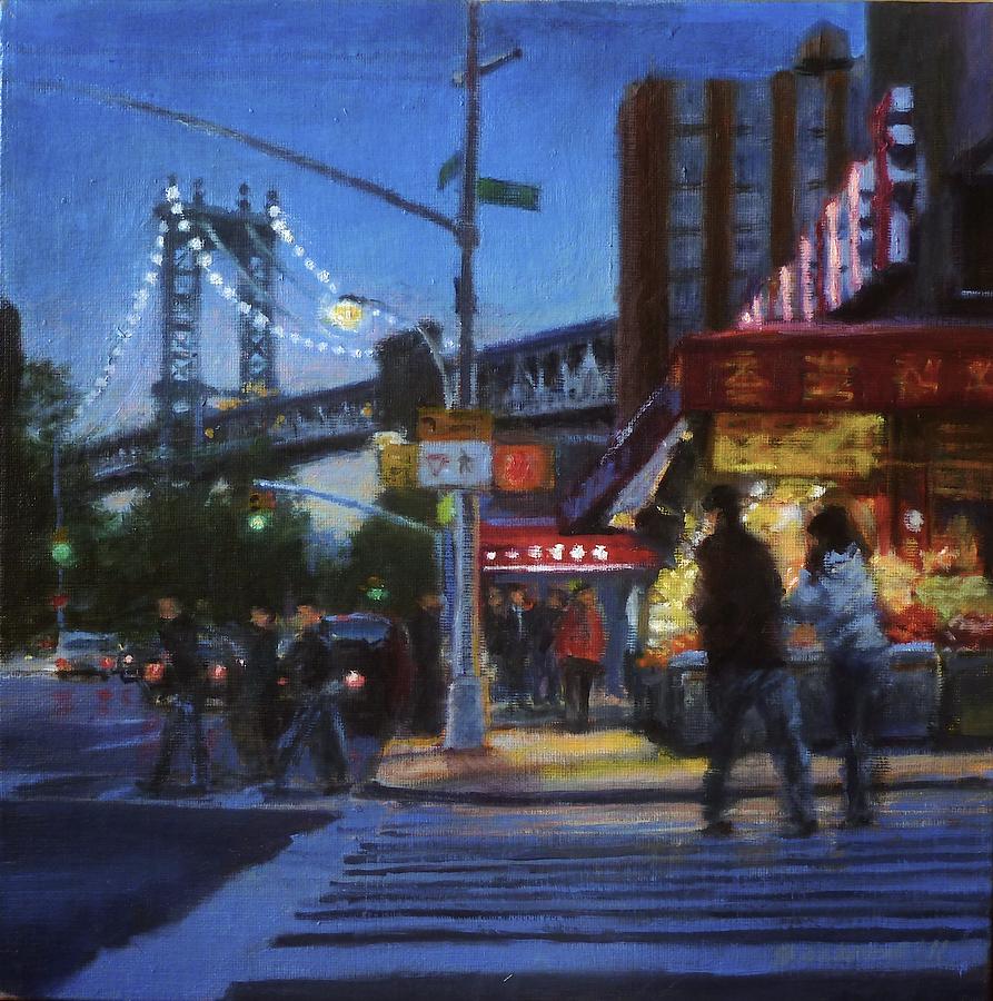 Broadway Painting - Chinatown Nocturne by Peter Salwen