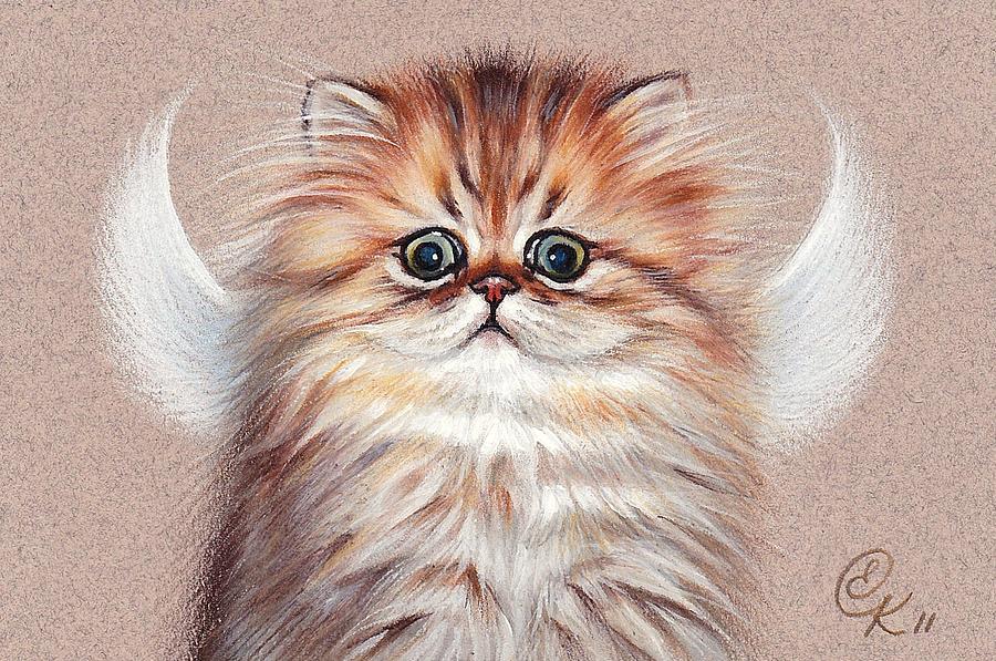 Chinchilla kitten angel Drawing by Elena Kolotusha