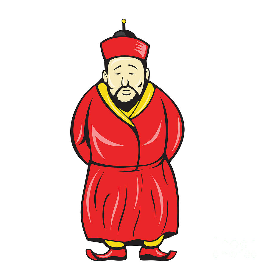 Chinese Asian Man Wearing Robe Cartoon Digital Art by Aloysius Patrimonio -  Fine Art America