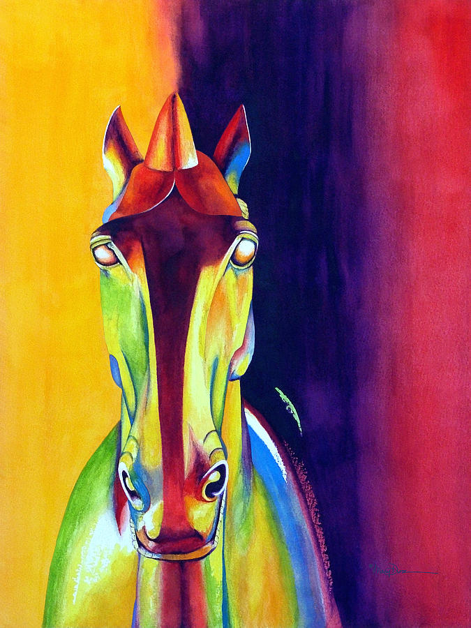 Southwest Artist Painting - Chinese Dream Horse by Mary Dove