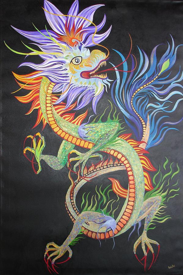 Chinese Fire Dragon Painting by Taiche Acrylic Art