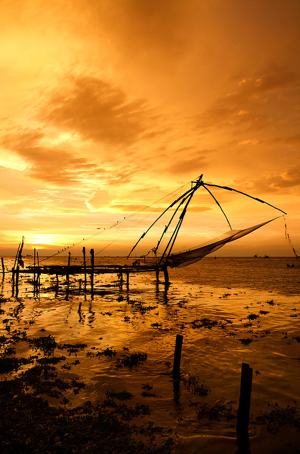 Chinese Fishing Net At Sunset Photograph by Leander Nardin - Fine