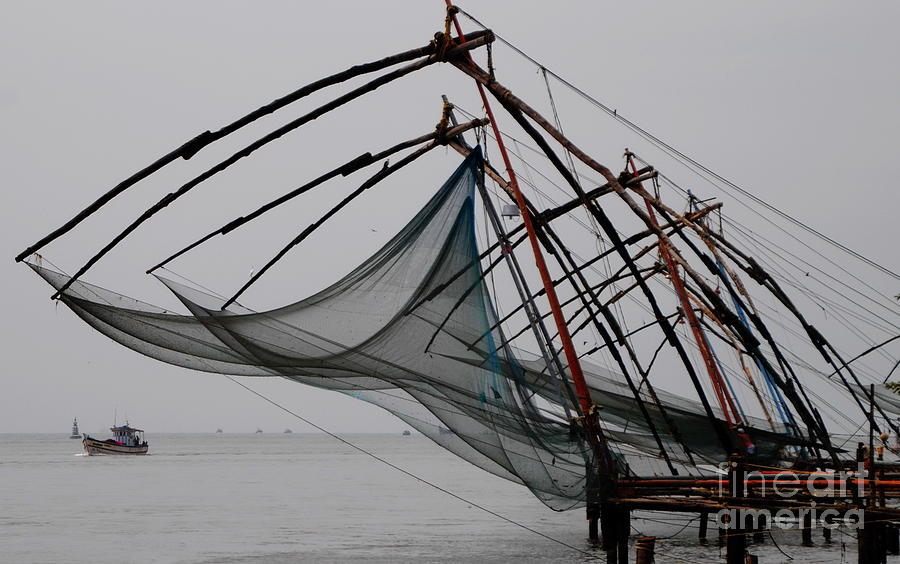 India Photograph - Chinese Fishing Net Drama by Jacqueline M Lewis