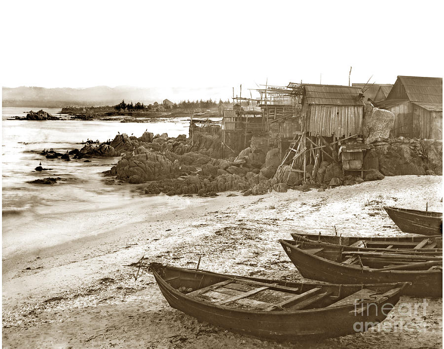 1853 Photograph - Chinese Fishing Village Pacific Grove California  Circa 1890 by Monterey County Historical Society