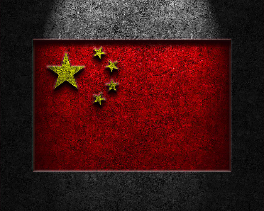 Abstract Digital Art - Chinese Flag Stone Texture by Brian Carson