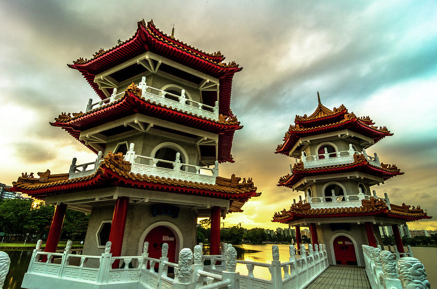 Chinese Gardens Singapore, Twin Pagoda Photograph by Umar Farooq