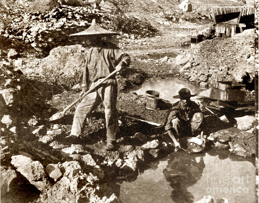 California Photograph - Chinese Gold mine California circa 1876 by Monterey County Historical Society