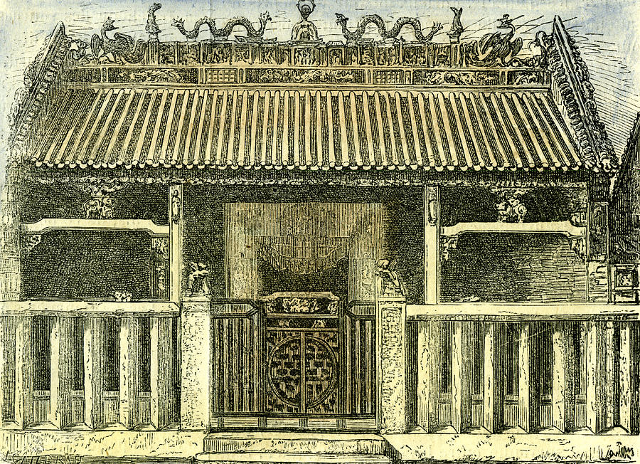 Architecture Drawing - Chinese House Saigon Vietnam 19th Century by English School
