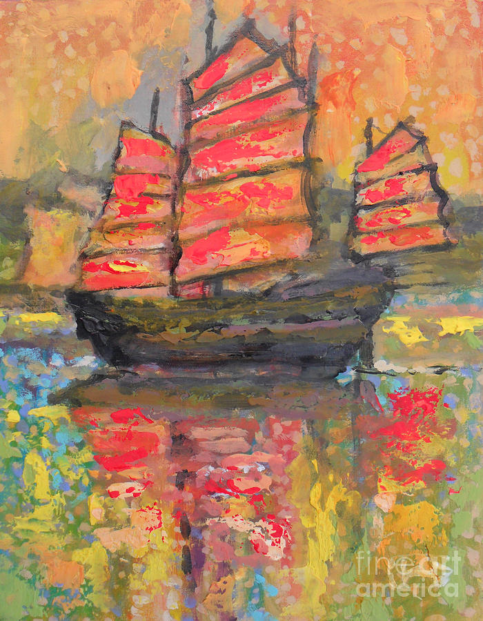 Chinese Junk Entering Hong Kong Harbor Painting by Kip Decker Fine