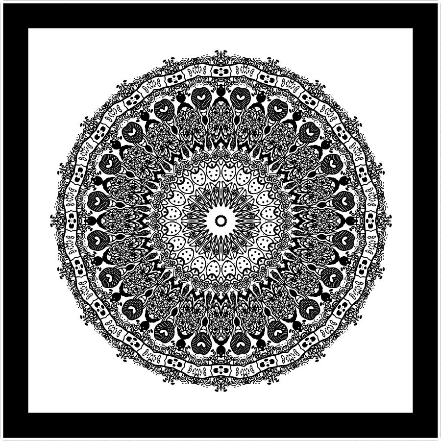 Chinese Kite Mandala Black and White Digital Art by Joy McKenzie - Pixels