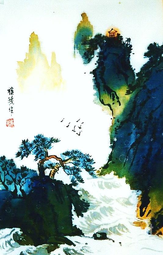 Bird Painting - Chinese landscape by Rose Wang