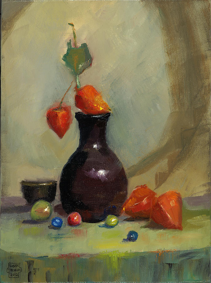 Chinese Lanterns and Marbles Painting by Susan Thomas