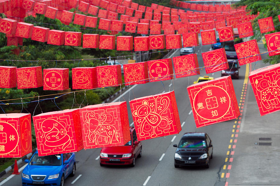 Transportation Photograph - Chinese Lanterns Hanging During Chinese by Panoramic Images
