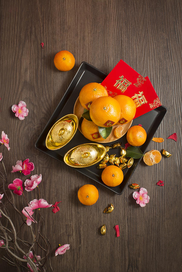 Chinese lunar new year table top shot. Photograph by Twomeows
