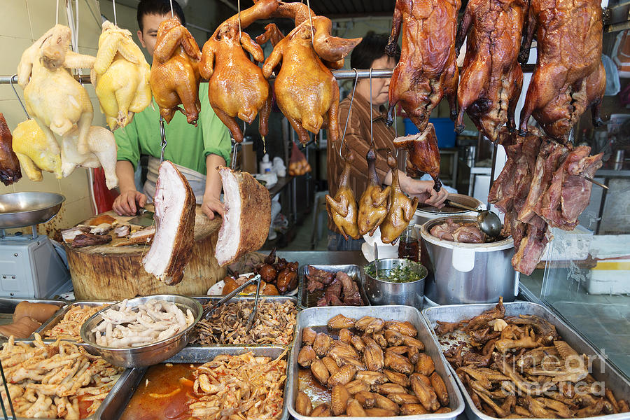 Chinese Meat Food At Butcher Shop In Macau Street Market China Photograph by JM Travel Photography