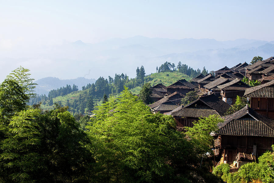 Chinese Miao Buildings With Bamboo Grove Photograph by Wulingyun