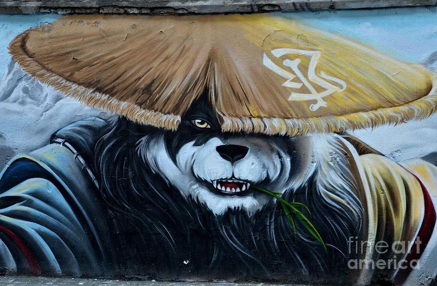 Cool Photograph - Chinese panda wall graffiti street art Shanghai China by Imran Ahmed