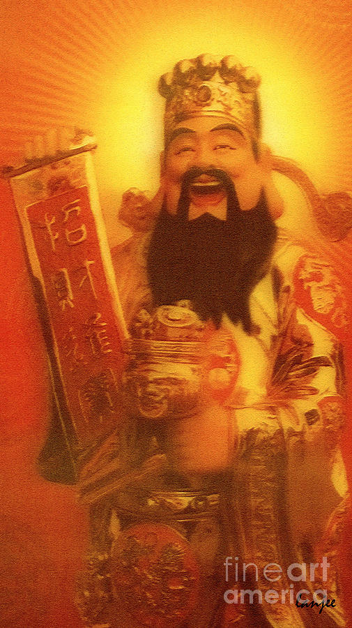 Chinese Prosperity Money God Holding Scroll with Text  Photograph by Jeelan Clark