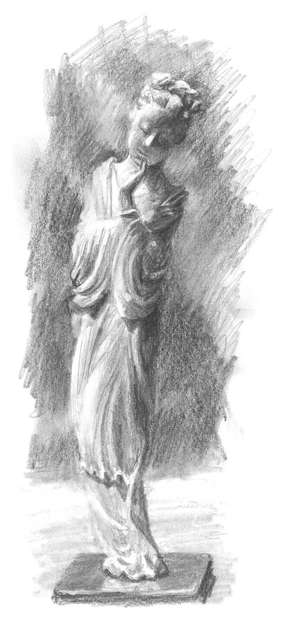 Chinese Statue Drawing by Sarah Parks