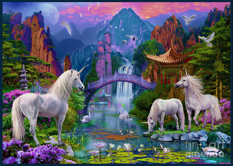 Chinese Unicorns Digital Art by MGL Meiklejohn Graphics Licensing