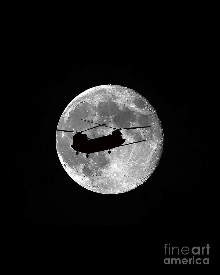 Chinook Moon B And W Vertical Photograph
