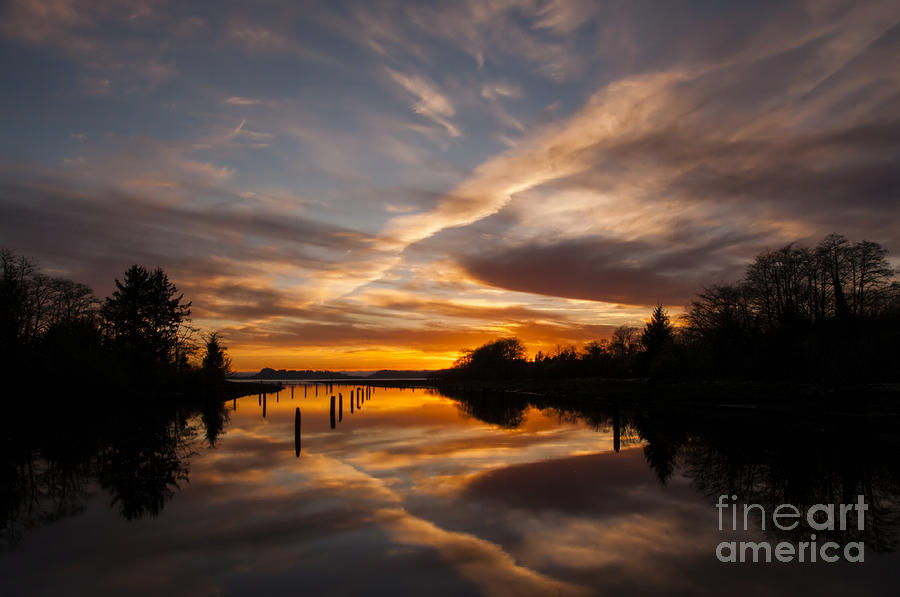 Sunset Photograph - Chinook River Washington by Vivian Christopher
