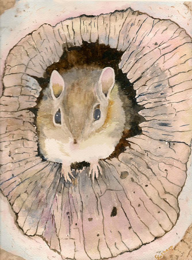 Chipmunk Painting by Christine Lathrop