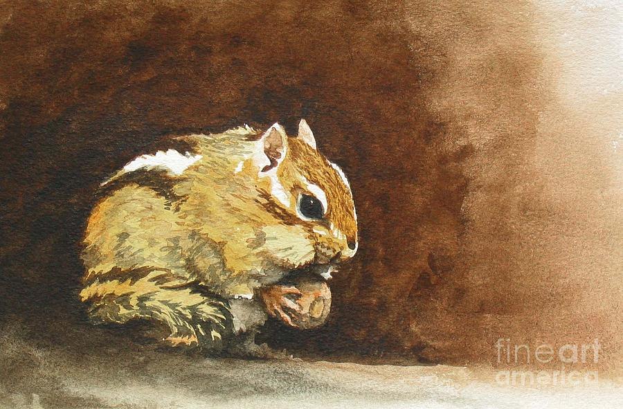 Chipmunk Painting by Heidi E Nelson