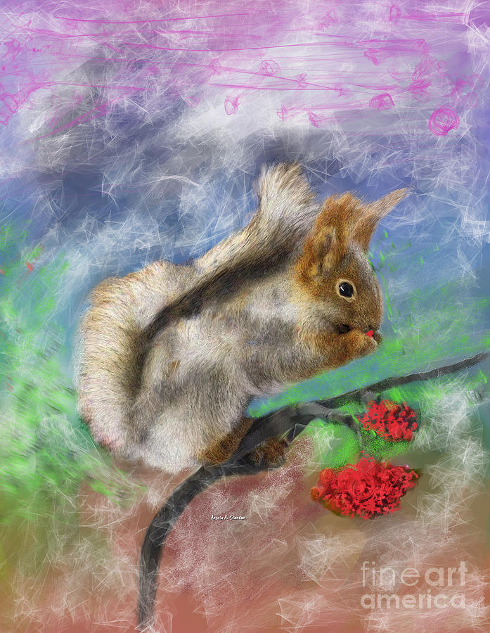 Squirrel Painting - Chippy the Squirrel of Pamela by Angela Stanton