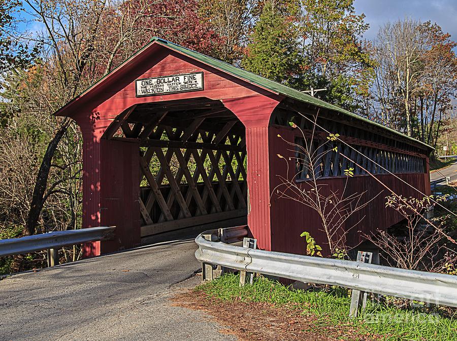 Fall Photograph - Chiselville Covered Bridge by Edward Fielding