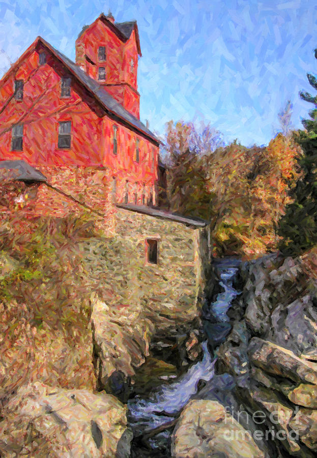 Chittenden Mill / Old Red Mill Jericho Vermont USA Digital Art by Liz Leyden