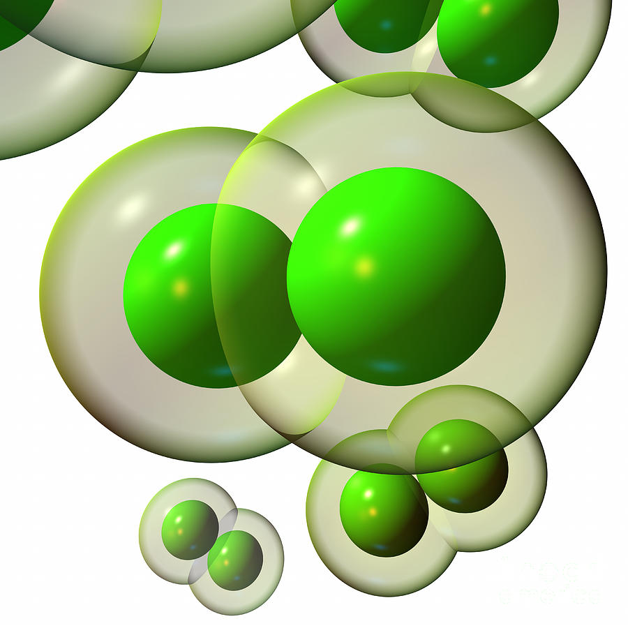 Chlorine Molecule 3 White Digital Art by Russell Kightley