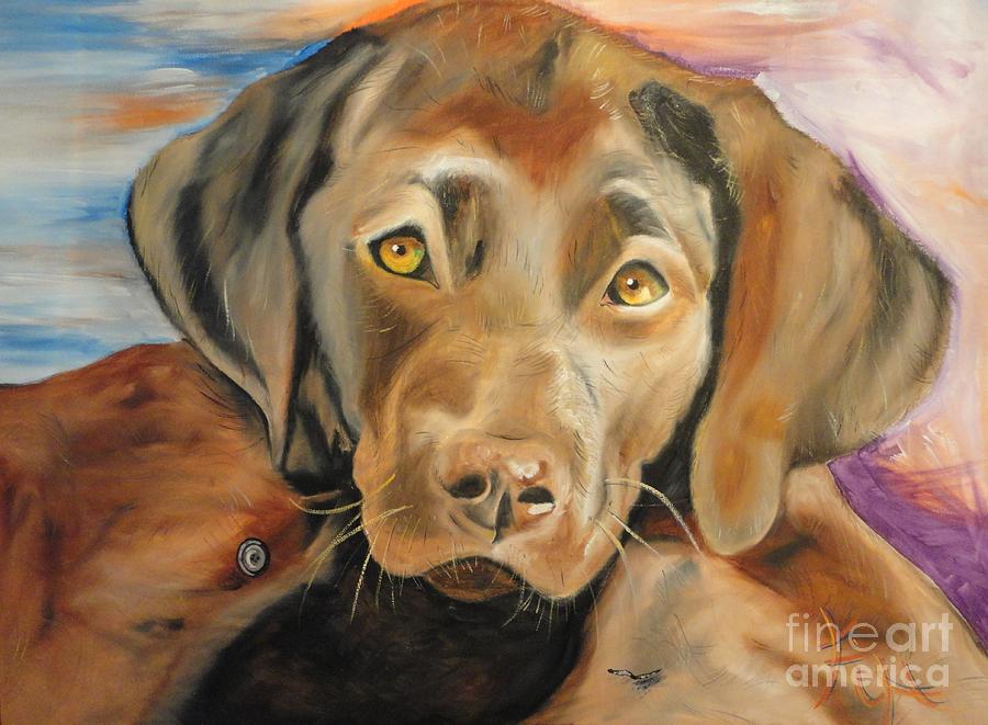Dog Painting - Chocolat labrador puppy by PainterArtist FIN