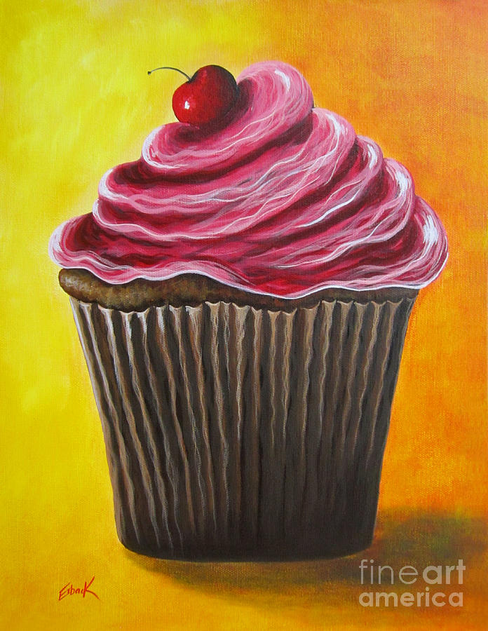 Chocolate Banana Cupcake by Shawna Erback Painting by Moonlight Art Parlour